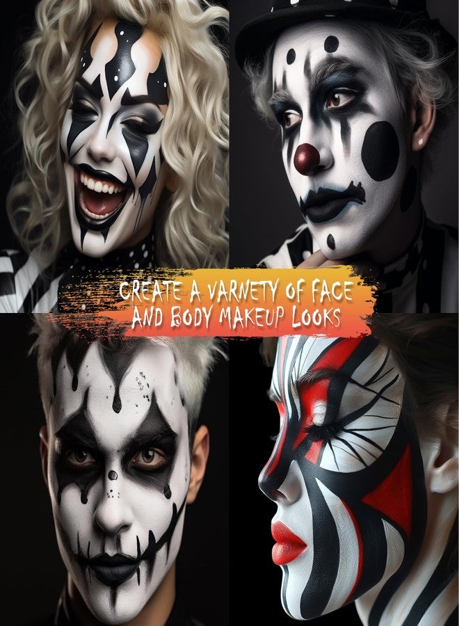 BOBISUKA Black Face Body Paint Liquid Texture Washable Non Toxic Facepaint Fast Drying Foundation Makeup for Halloween Clown Skeleton Skull Cosplay SFX Costume Party Large Capacity(130ml) - Image 4